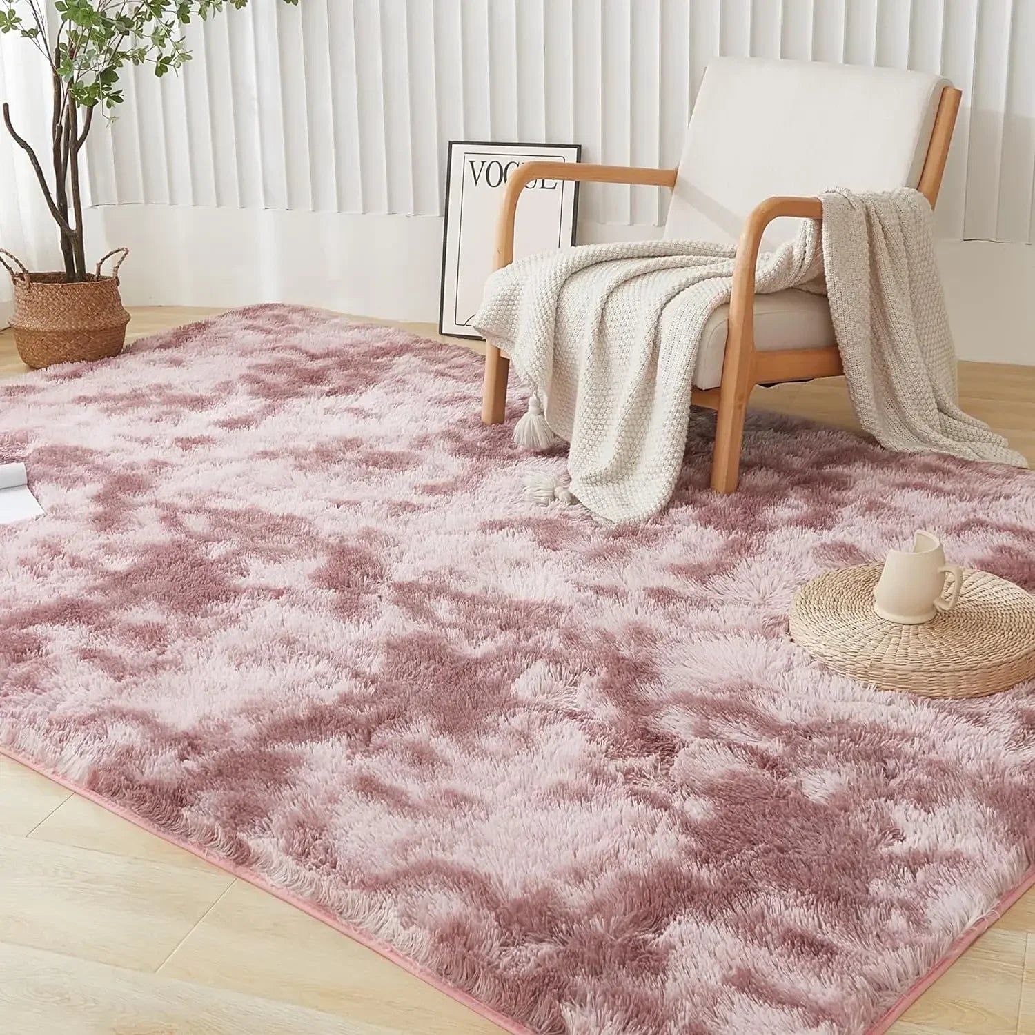 VIKAMA Tie-dye Carpet Living Room Coffee Table Cushion Shaggy Washable Bedroom Modern Scandinavian Soft Cozy Mat Home Decor Rug