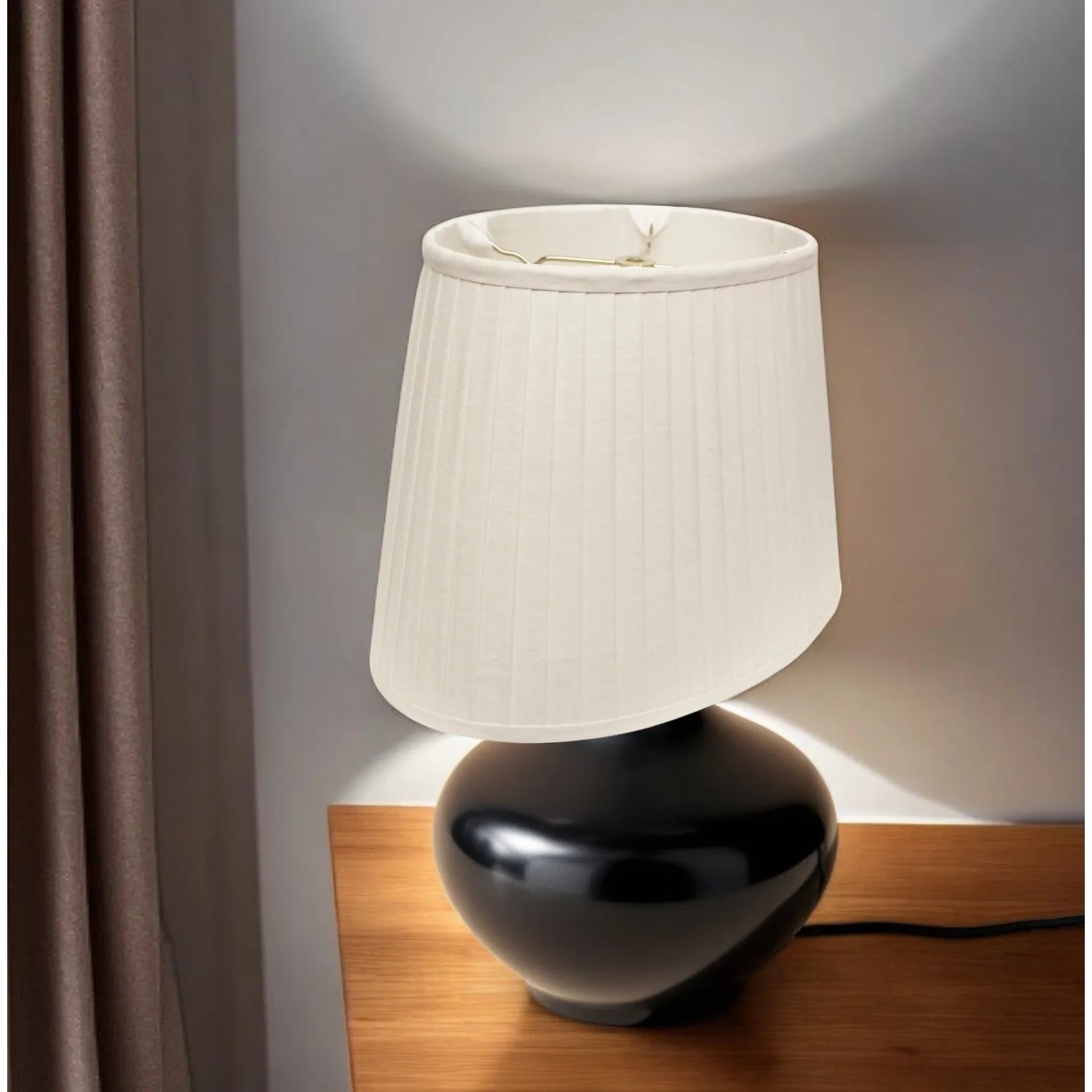 HMS 14\" White Slanted Oval Linen PVC Lampshade Cozy Traditional Asian-Style Home Coastal Victorian Japanese Rustic Minimalist