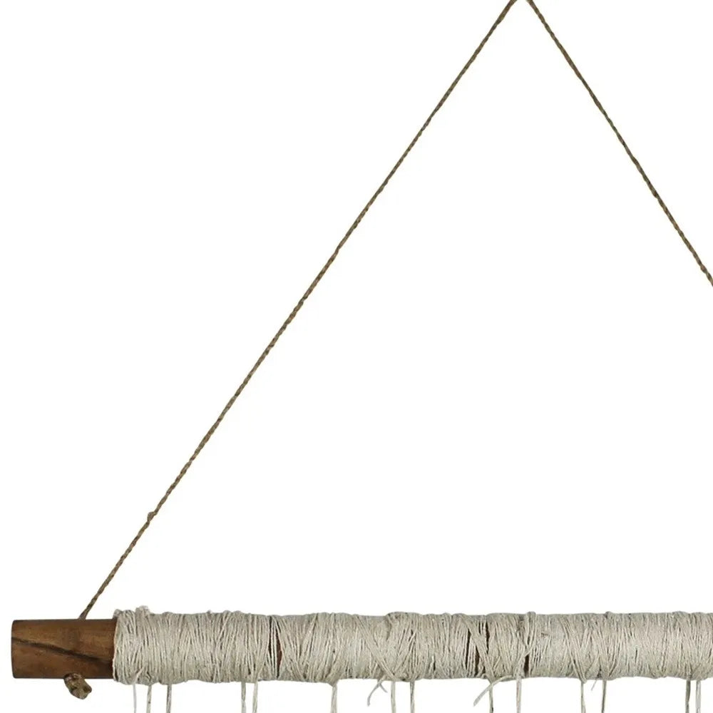 Homeroots 20" X 4" Beige Cotton Novelty Hanging Tapestry