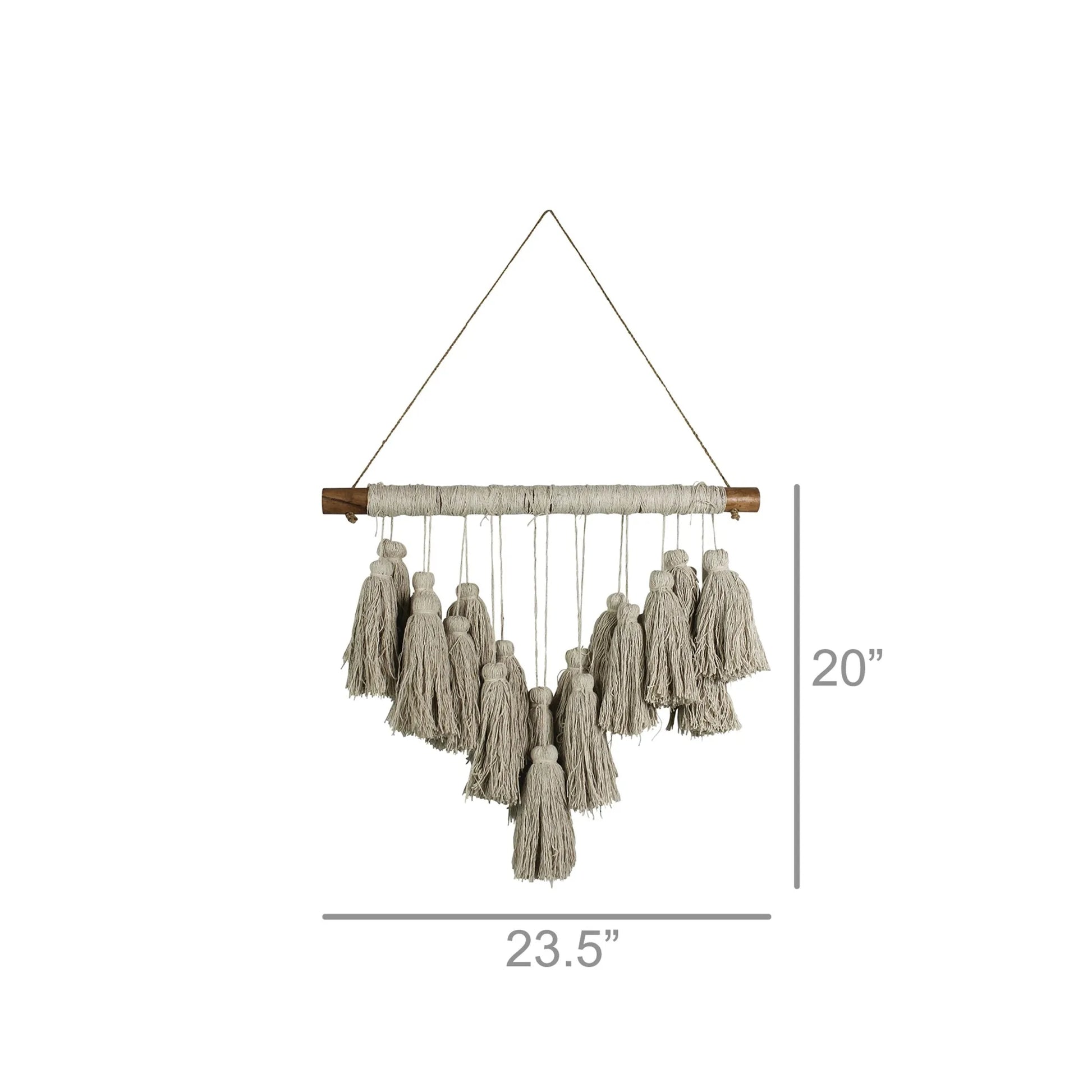 Homeroots 20" X 4" Beige Cotton Novelty Hanging Tapestry