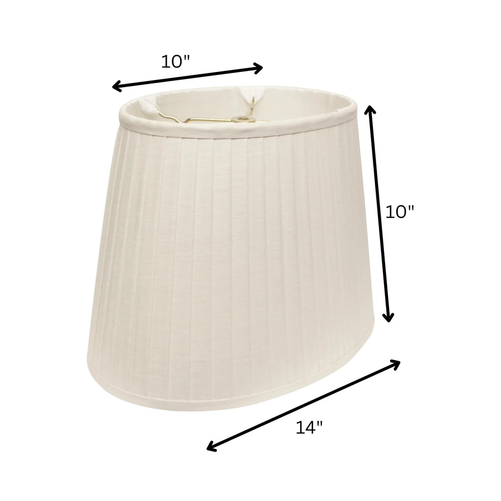 HMS 14\" White Slanted Oval Linen PVC Lampshade Cozy Traditional Asian-Style Home Coastal Victorian Japanese Rustic Minimalist
