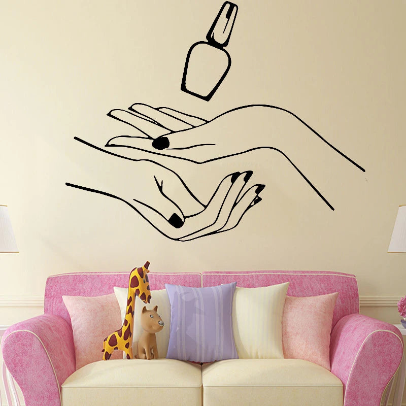 Nails Beauty Salon Wall Sticker For Nail Salon Girls Bedroom Decor Vinyl Art Rooms Decoration Decal Mural stickers on the wall