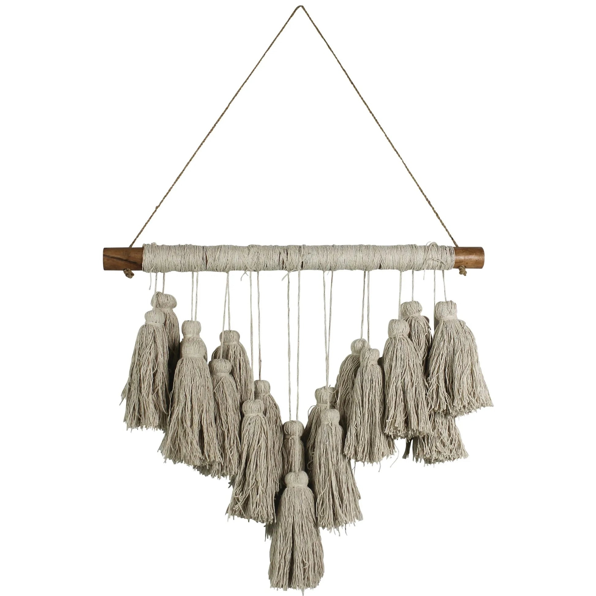 Homeroots 20" X 4" Beige Cotton Novelty Hanging Tapestry