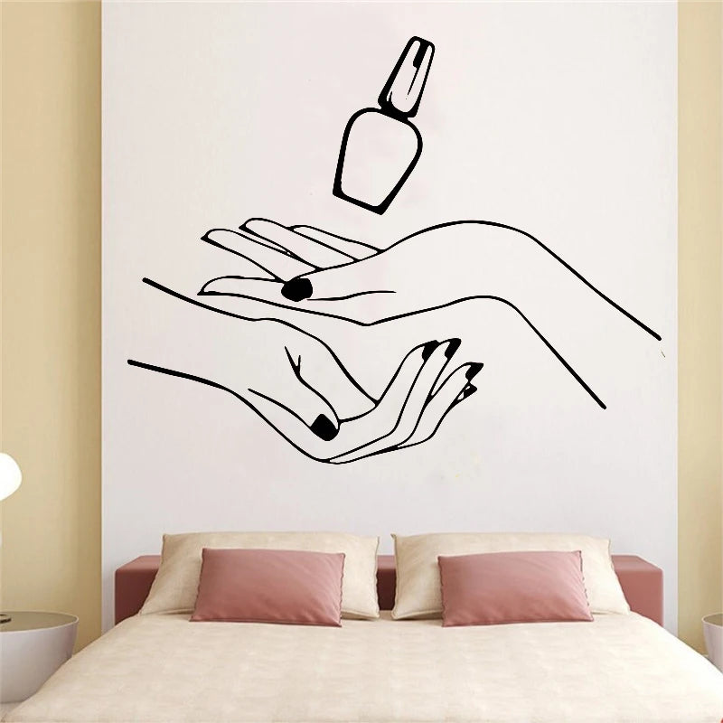Nails Beauty Salon Wall Sticker For Nail Salon Girls Bedroom Decor Vinyl Art Rooms Decoration Decal Mural stickers on the wall