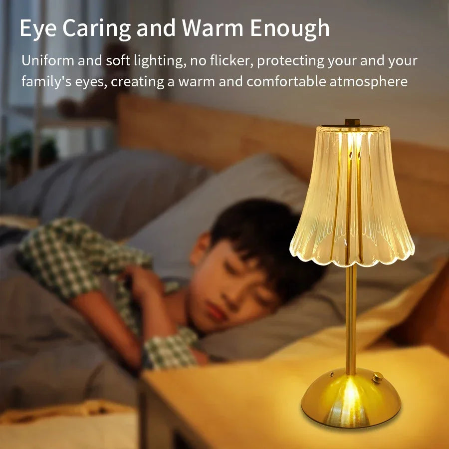 LED Table Lamp Touch Sensor Desktop Night Light USB Rechargeable For Bedroom Hotel Restaurant Bedroom Atmosphere Decor Lighting