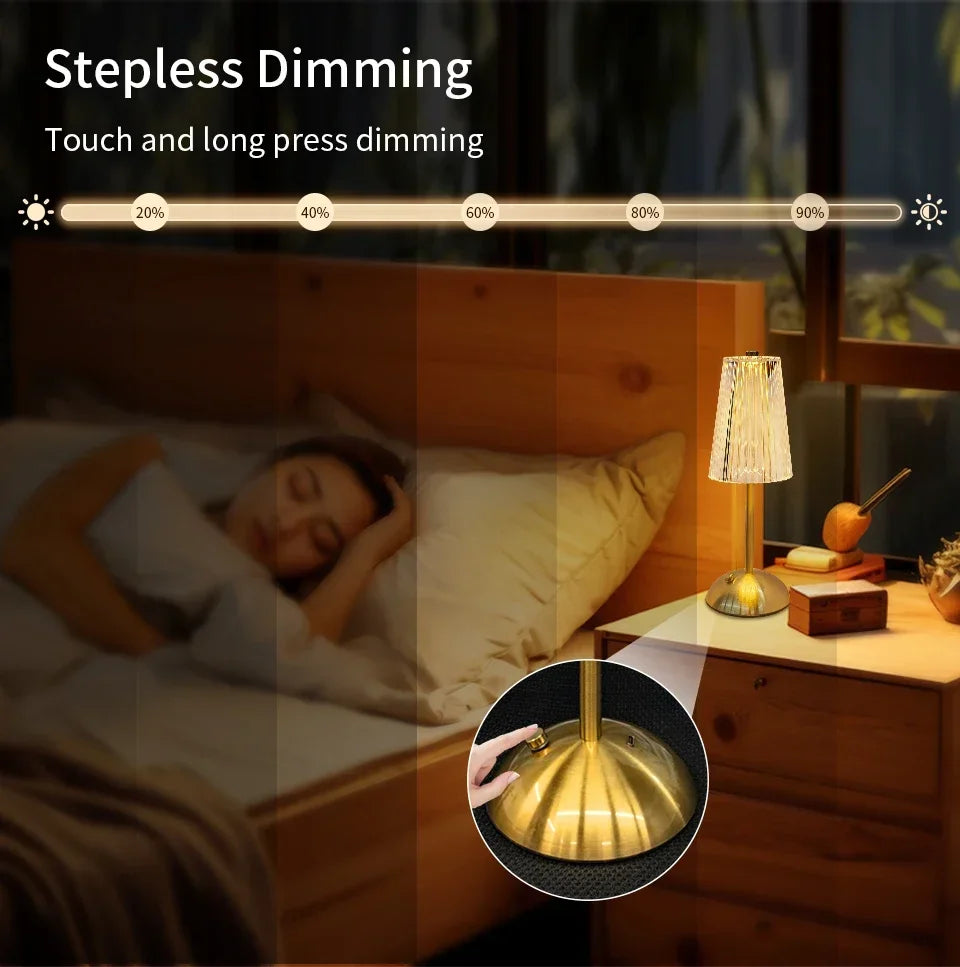 LED Table Lamp Touch Sensor Desktop Night Light USB Rechargeable For Bedroom Hotel Restaurant Bedroom Atmosphere Decor Lighting