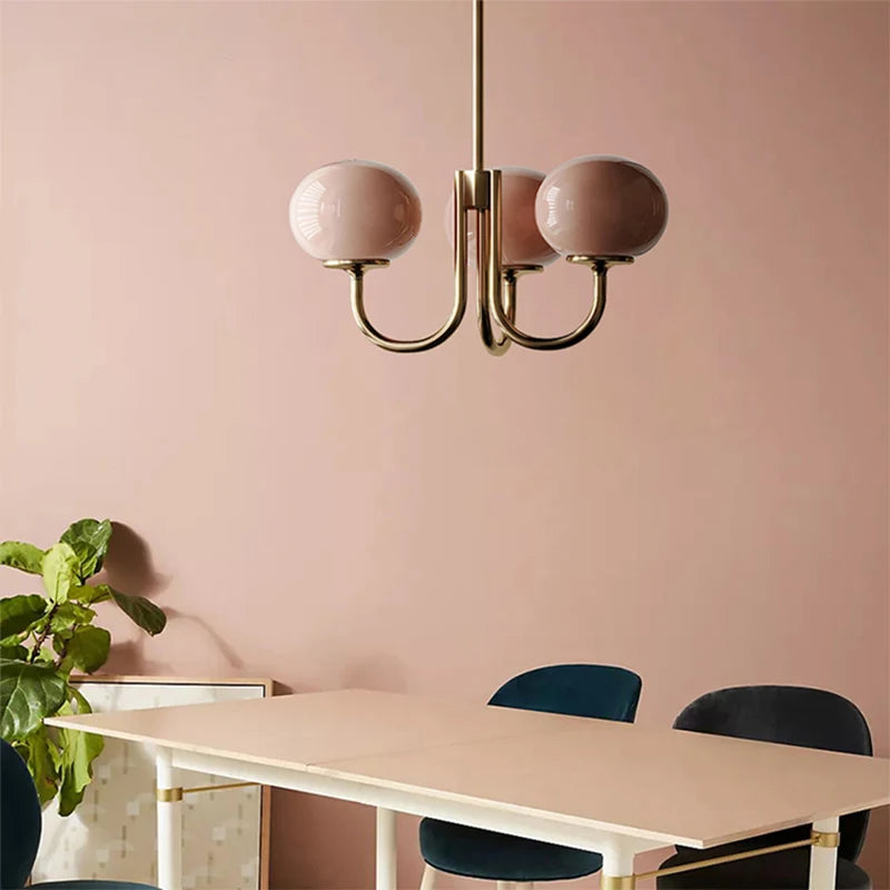 French Vintage Cream Style Pink Bedroom Pendant Light Medieval Warm Living Room Master Bedroom Children's Room Light Fixture