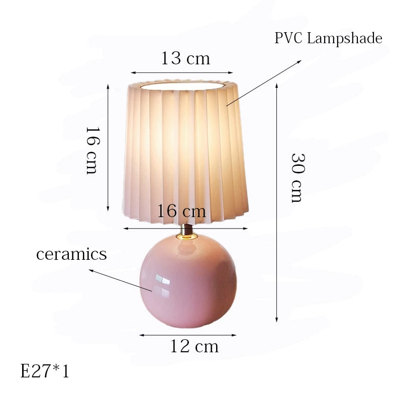 Contemporary Ceramic Bedroom Bedside Table Desk Lamp Children's And Girls' Bedroom lamp Warm Tabletop Lamp Washable Lampsha