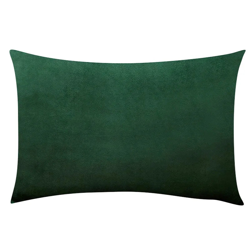 Cozy Velvet Throw Pillow Cover,Green Solid Home Decorative Square Cushion Case for Sofa Bedroom Car, 30x50cm Pillowcase
