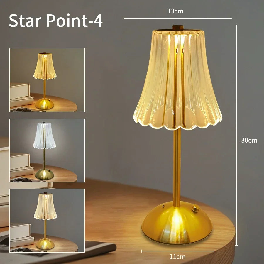 LED Table Lamp Touch Sensor Desktop Night Light USB Rechargeable For Bedroom Hotel Restaurant Bedroom Atmosphere Decor Lighting