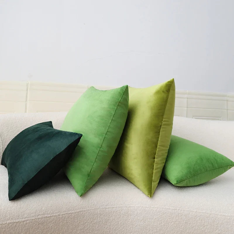 Cozy Velvet Throw Pillow Cover,Green Solid Home Decorative Square Cushion Case for Sofa Bedroom Car, 30x50cm Pillowcase
