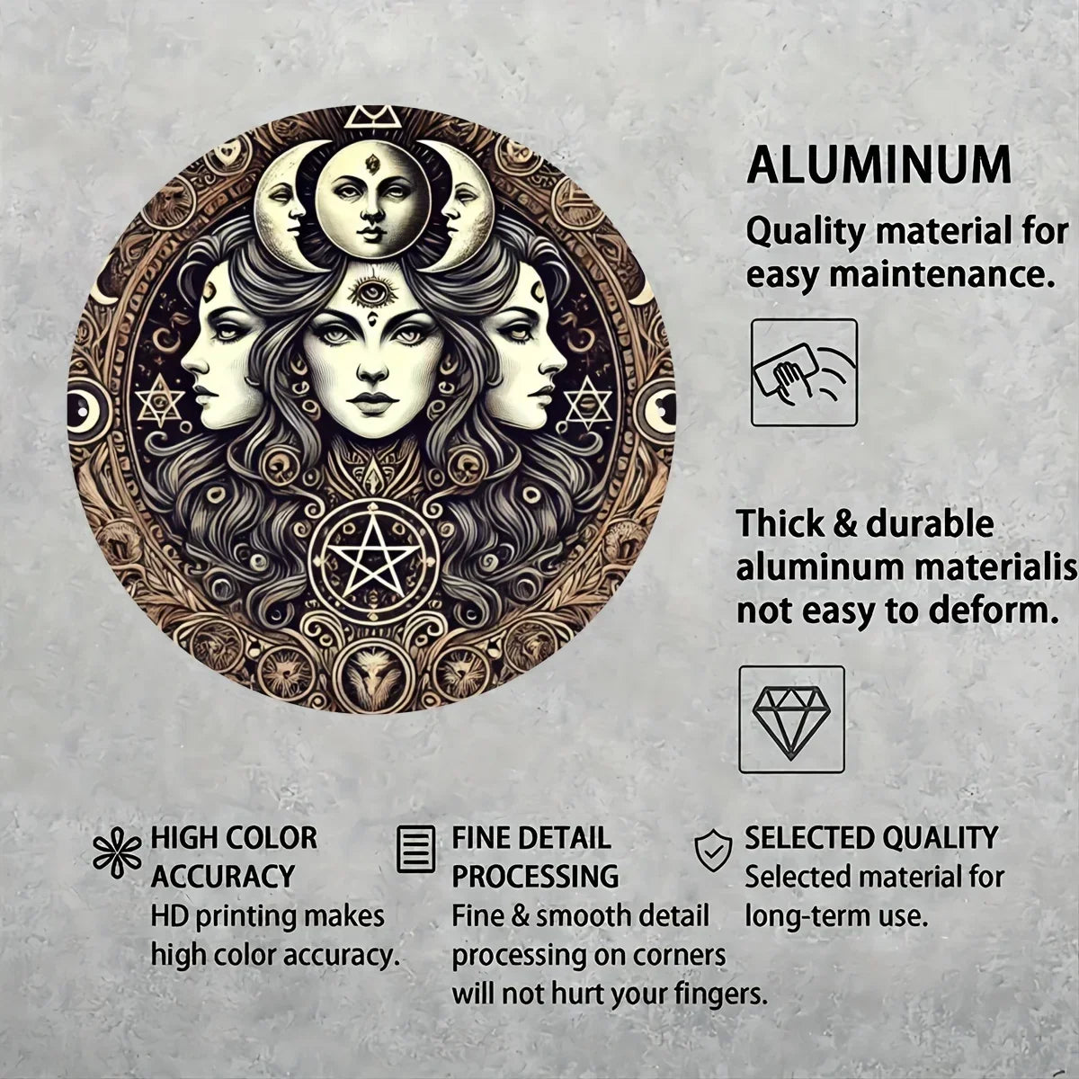 Hecate Witchcraft  Wall Art - Foil Engraved, Durable for Indoor/Outdoor, Ideal for Festivals