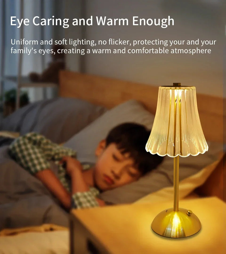 LED Table Lamp Touch Sensor Desktop Night Light USB Rechargeable For Bedroom Hotel Restaurant Bedroom Atmosphere Decor Lighting