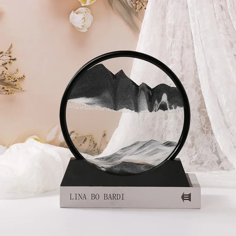 Sandscape Moving Sand Art Frame Flowing Sand 3D Dynamic Liquid Hourglass Quicksand Kinetic Sand Painting Office Home Decor Gifts