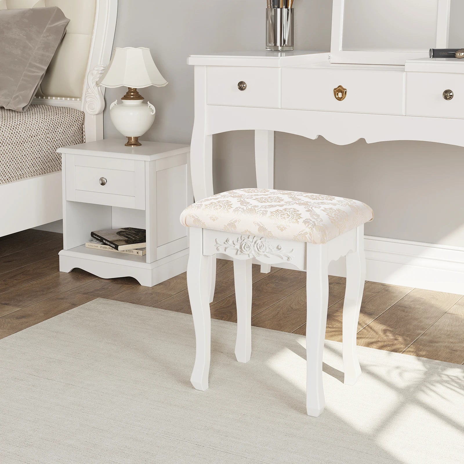 1PC Lovely Bedroom Padded Dressing Table Stool 40x30x50cm Smooth Shiny Vanity Dresser Stool Home Bedroom