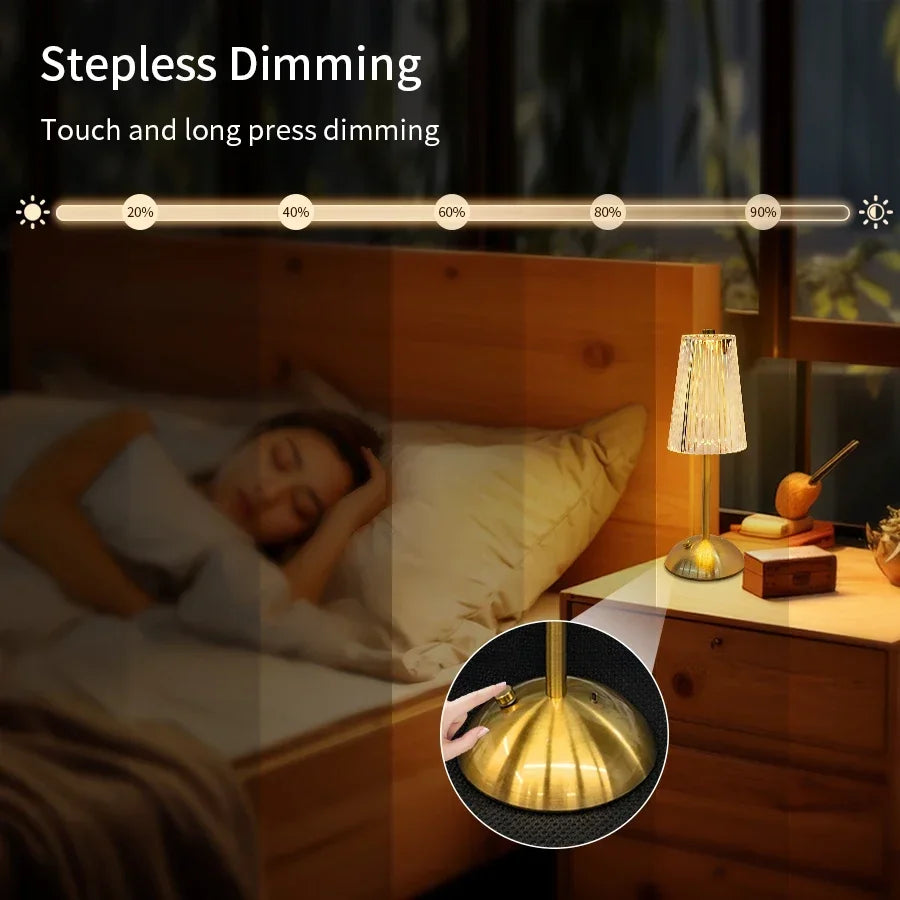 LED Table Lamp Touch Sensor Desktop Night Light USB Rechargeable For Bedroom Hotel Restaurant Bedroom Atmosphere Decor Lighting
