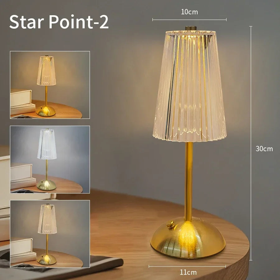 LED Table Lamp Touch Sensor Desktop Night Light USB Rechargeable For Bedroom Hotel Restaurant Bedroom Atmosphere Decor Lighting