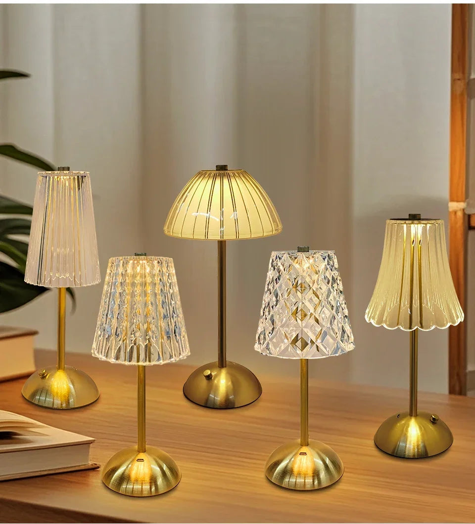LED Table Lamp Touch Sensor Desktop Night Light USB Rechargeable For Bedroom Hotel Restaurant Bedroom Atmosphere Decor Lighting