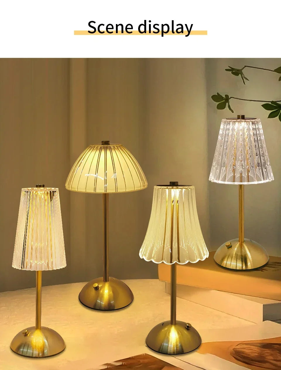 LED Table Lamp Touch Sensor Desktop Night Light USB Rechargeable For Bedroom Hotel Restaurant Bedroom Atmosphere Decor Lighting