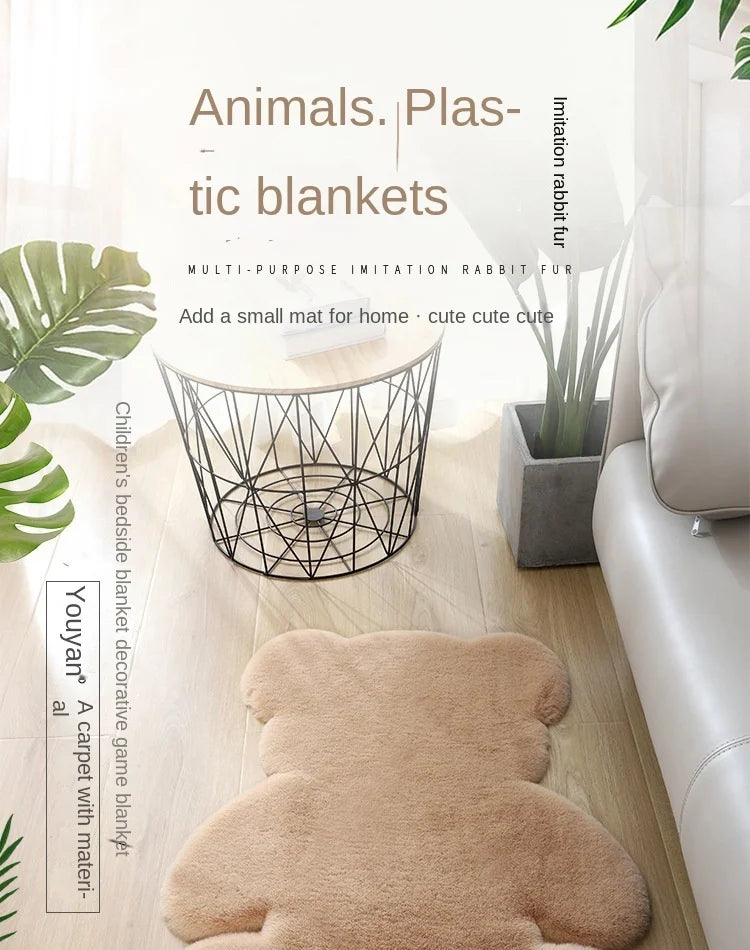 Cartoon Animal Bear Irregular Shaped Carpet Living Room Bedroom Entrance Floor Mat Children's Bedroom Carpet