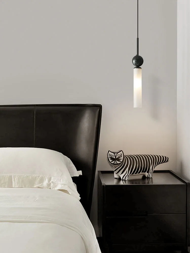 Italian minimalist all copper bedroom bedside chandelier, luxurious marble master bedroom, minimalist living room, background wa