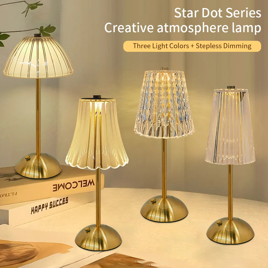 LED Table Lamp Touch Sensor Desktop Night Light USB Rechargeable For Bedroom Hotel Restaurant Bedroom Atmosphere Decor Lighting