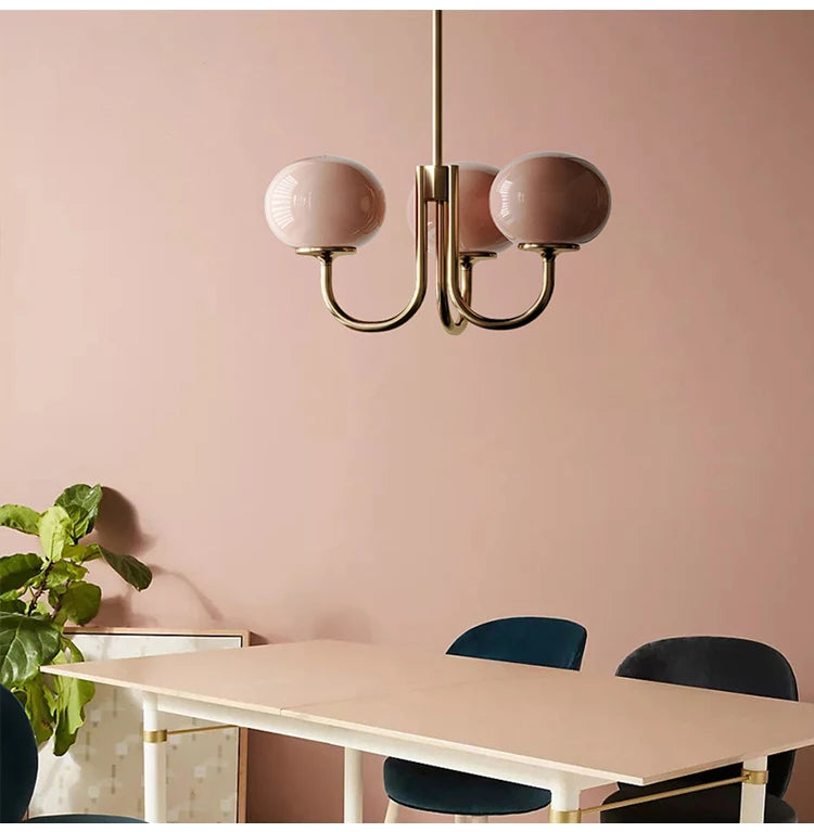 French Vintage Cream Style Pink Bedroom Pendant Light Medieval Warm Living Room Master Bedroom Children's Room Light Fixture