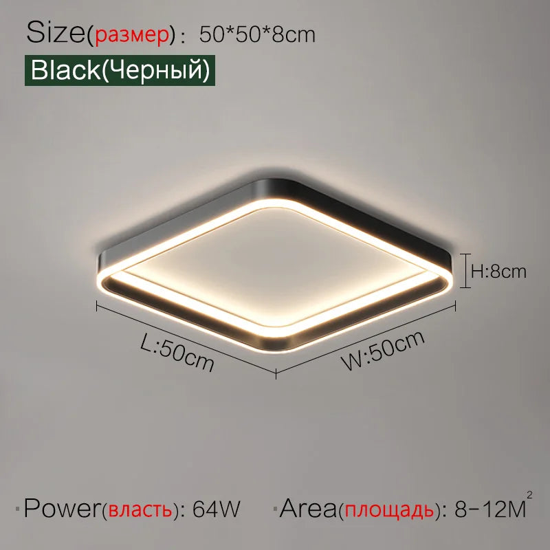 Nordic lamp modern minimalist square ceiling lamp master bedroom bedroom bedroom LED lamp eye protection full spectrum 2023 new