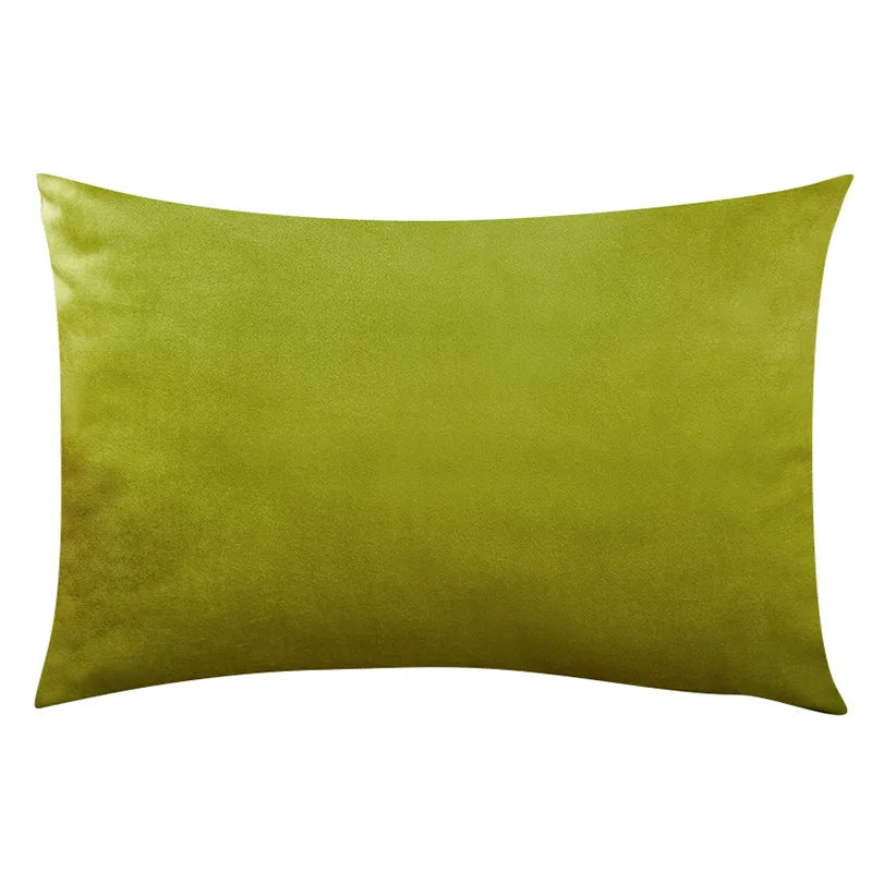 Cozy Velvet Throw Pillow Cover,Green Solid Home Decorative Square Cushion Case for Sofa Bedroom Car, 30x50cm Pillowcase