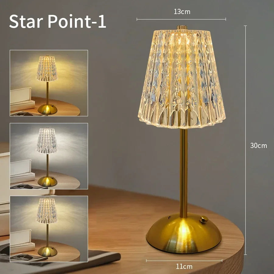 LED Table Lamp Touch Sensor Desktop Night Light USB Rechargeable For Bedroom Hotel Restaurant Bedroom Atmosphere Decor Lighting