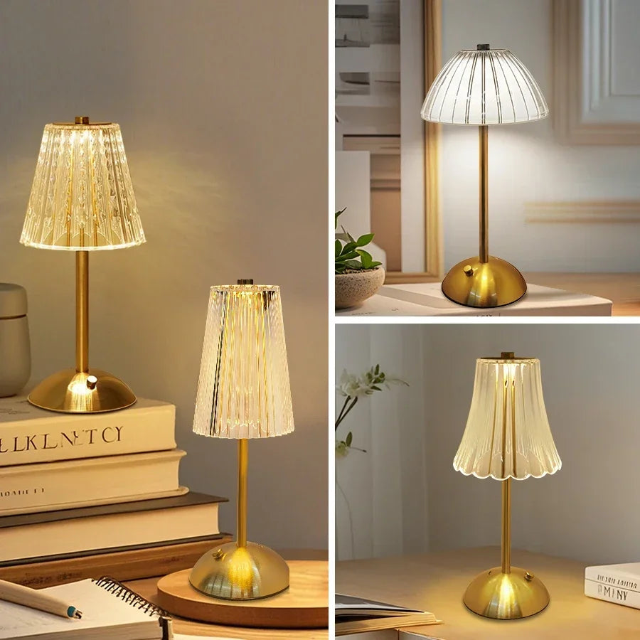 LED Table Lamp Touch Sensor Desktop Night Light USB Rechargeable For Bedroom Hotel Restaurant Bedroom Atmosphere Decor Lighting