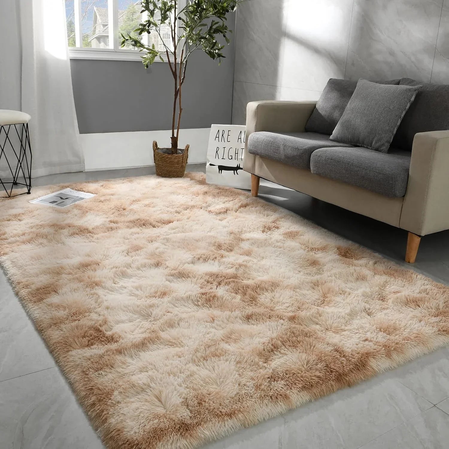 VIKAMA Tie-dye Carpet Living Room Coffee Table Cushion Shaggy Washable Bedroom Modern Scandinavian Soft Cozy Mat Home Decor Rug