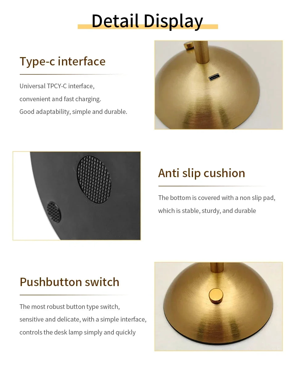 LED Table Lamp Touch Sensor Desktop Night Light USB Rechargeable For Bedroom Hotel Restaurant Bedroom Atmosphere Decor Lighting
