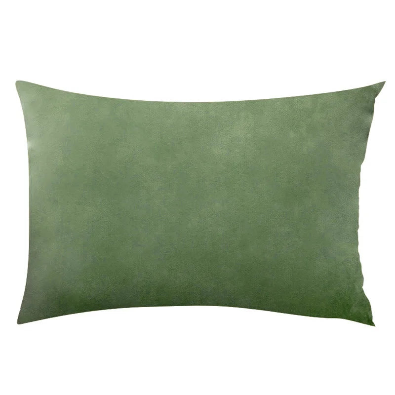 Cozy Velvet Throw Pillow Cover,Green Solid Home Decorative Square Cushion Case for Sofa Bedroom Car, 30x50cm Pillowcase