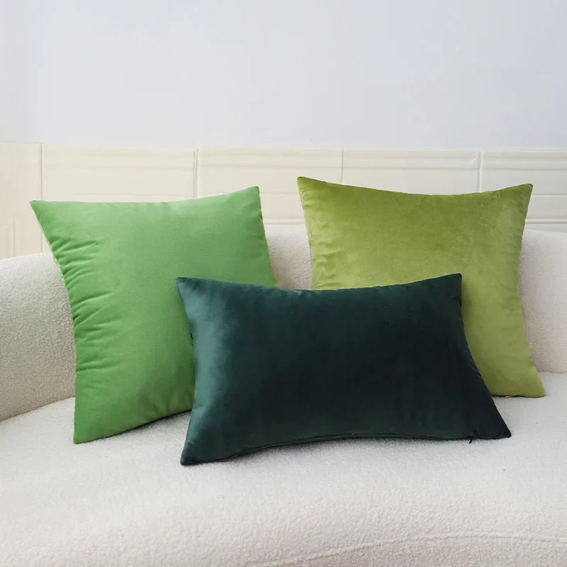 Cozy Velvet Throw Pillow Cover,Green Solid Home Decorative Square Cushion Case for Sofa Bedroom Car, 30x50cm Pillowcase