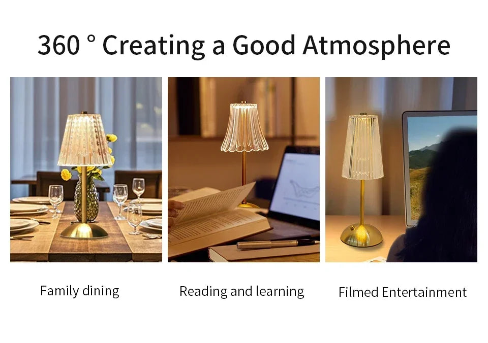 LED Table Lamp Touch Sensor Desktop Night Light USB Rechargeable For Bedroom Hotel Restaurant Bedroom Atmosphere Decor Lighting