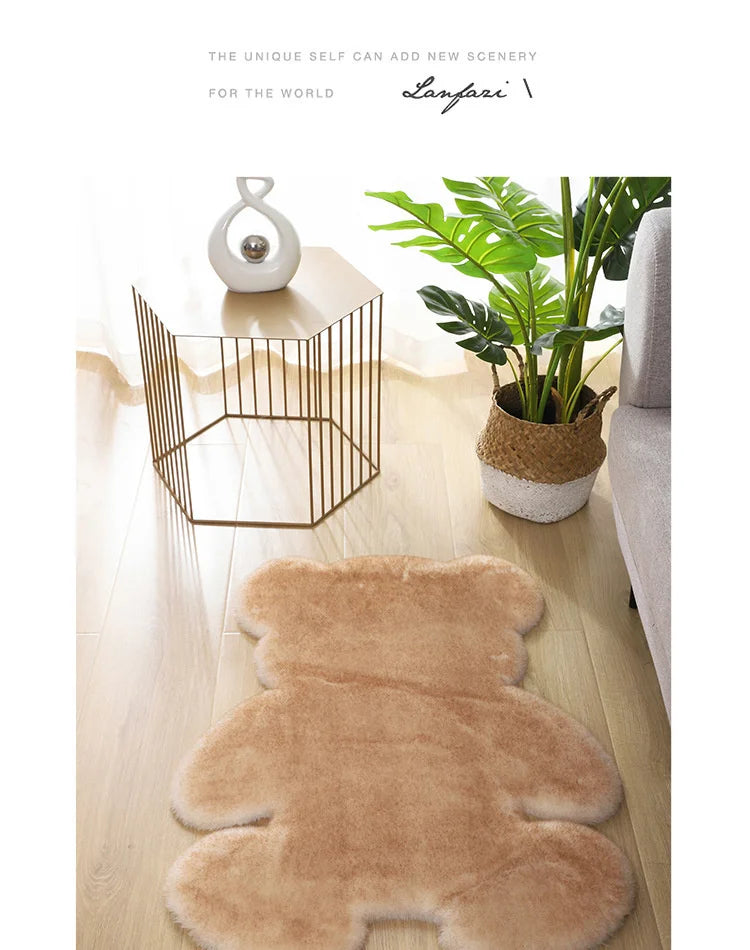 Cartoon Animal Bear Irregular Shaped Carpet Living Room Bedroom Entrance Floor Mat Children's Bedroom Carpet