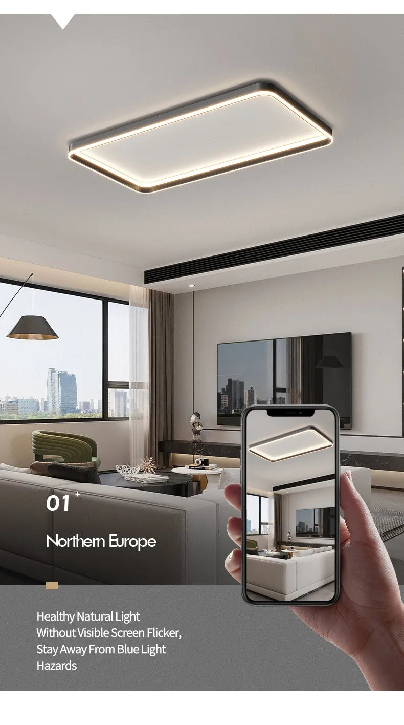 Nordic lamp modern minimalist square ceiling lamp master bedroom bedroom bedroom LED lamp eye protection full spectrum 2023 new