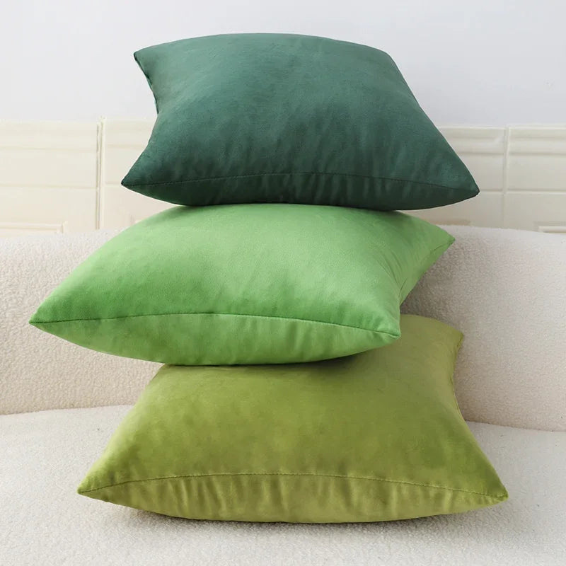 Cozy Velvet Throw Pillow Cover,Green Solid Home Decorative Square Cushion Case for Sofa Bedroom Car, 30x50cm Pillowcase