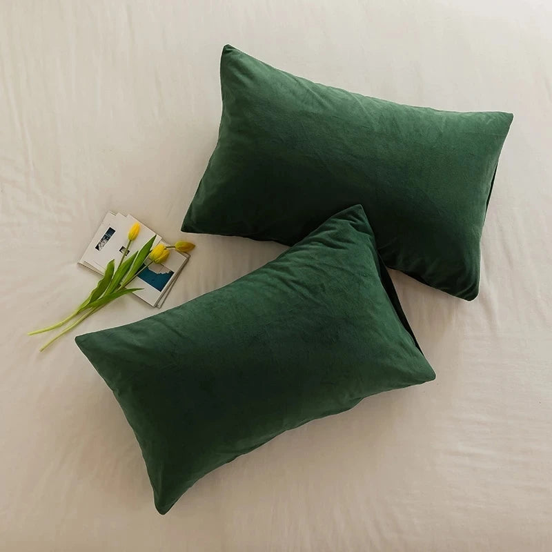 Cozy Velvet Throw Pillow Cover,Green Solid Home Decorative Square Cushion Case for Sofa Bedroom Car, 30x50cm Pillowcase