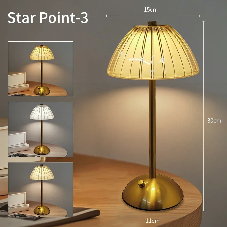 LED Table Lamp Touch Sensor Desktop Night Light USB Rechargeable For Bedroom Hotel Restaurant Bedroom Atmosphere Decor Lighting