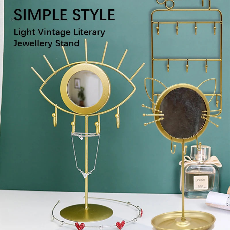 New Storage Organisation Display Rack Simple Multiple Hook Iron Modern Style Jewellery Earrings Necklace Cosmetic Mirror Rack