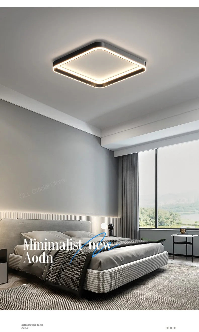 Nordic lamp modern minimalist square ceiling lamp master bedroom bedroom bedroom LED lamp eye protection full spectrum 2023 new
