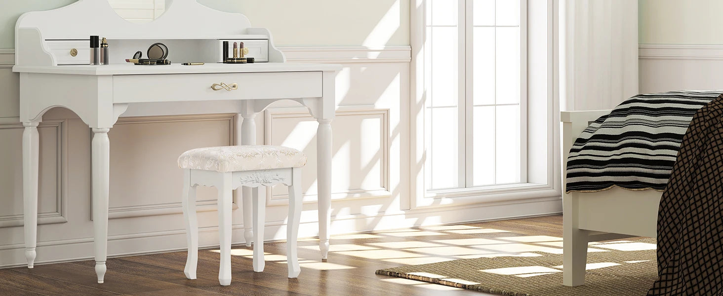 1PC Lovely Bedroom Padded Dressing Table Stool 40x30x50cm Smooth Shiny Vanity Dresser Stool Home Bedroom