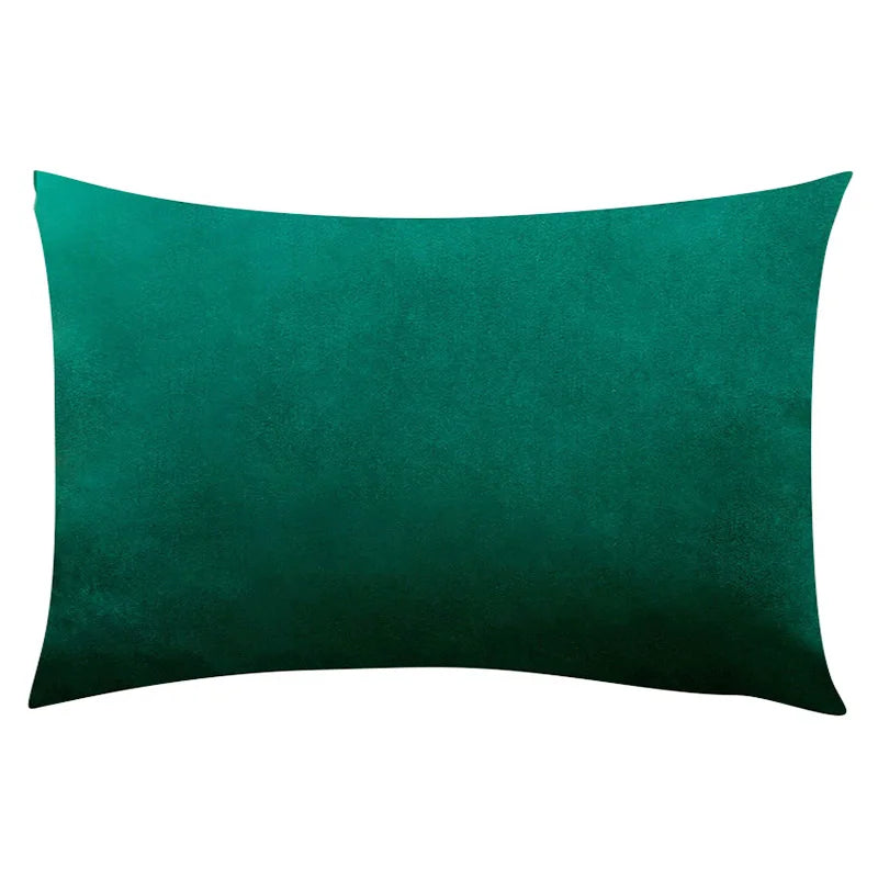 Cozy Velvet Throw Pillow Cover,Green Solid Home Decorative Square Cushion Case for Sofa Bedroom Car, 30x50cm Pillowcase